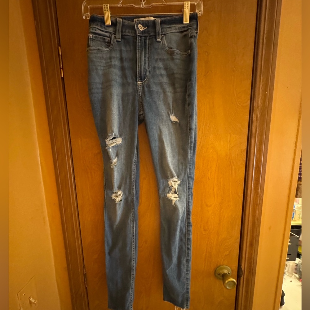 Hollister Blue Skinny Jeans Distressed Style
